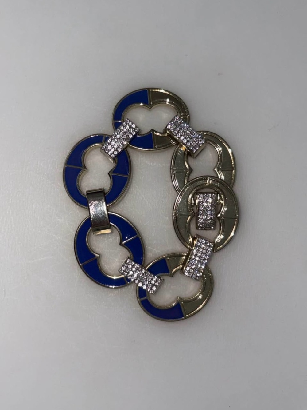 Kirk’s Folly Blue and Gold Link Bracelet with Crystal Accents